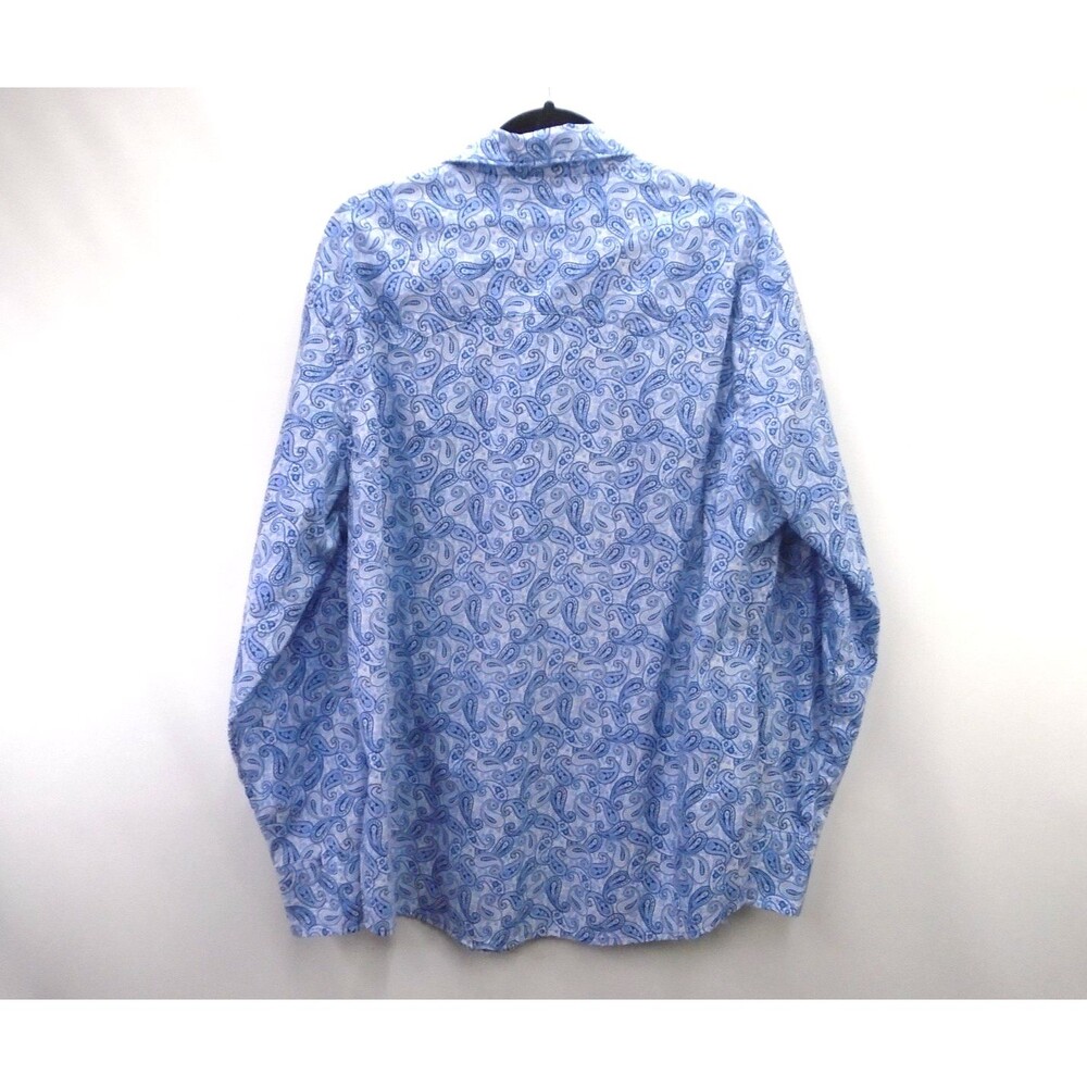 Wrangler Wrancher Western Shirt Men's XL Blue Paisley AOP Pearl Snap Long Sleeve - Picture 9 of 9